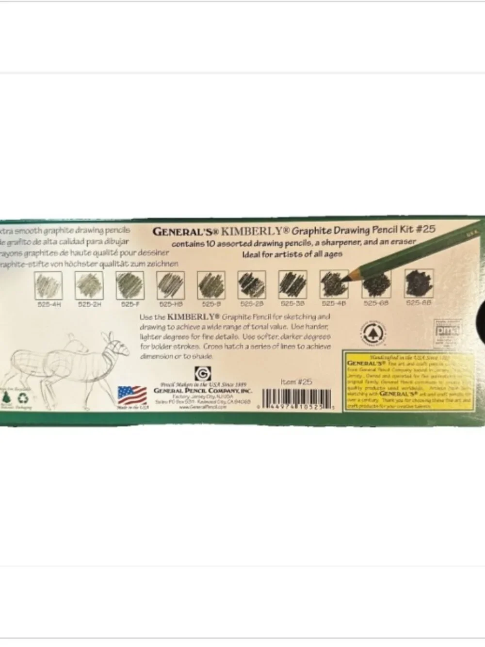General's Kimberly #25 Graphite Drawing Kit 10 Pencil Assortment Eraser Sharpene